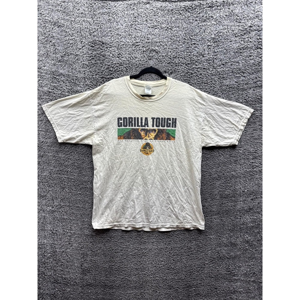 Vintage Gildan Gorilla Tough Gorilla Glue Graphic T-Shirt White Mens‎ Size XL